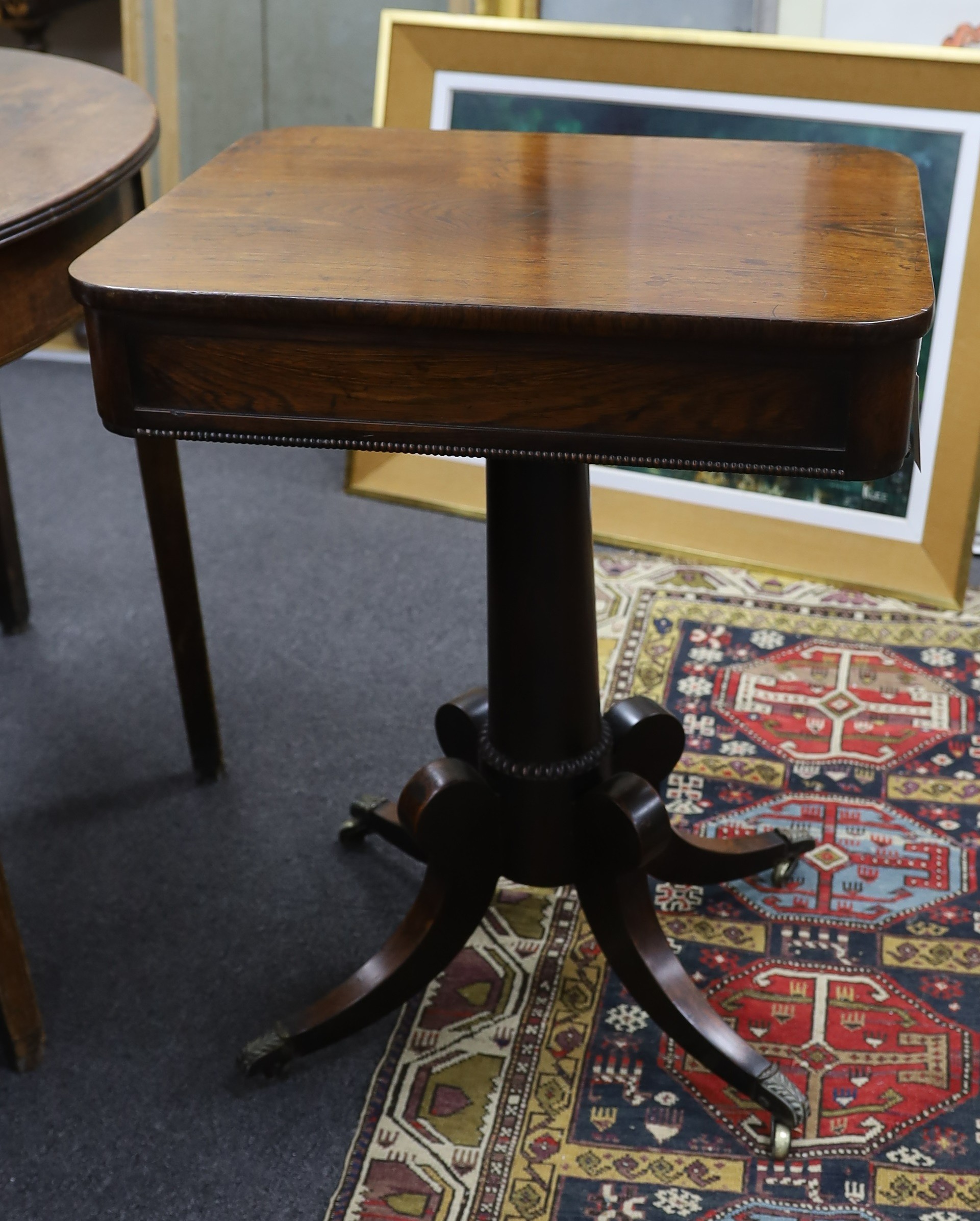 A Regency rectangular rosewood side table, width 56cm, depth 45cm, height 72cm